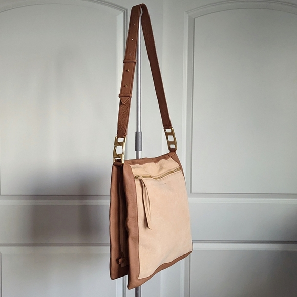 rag & bone Olympus Hobo Large Shoulder Pebbled Leather Nubuck Honey Beige NWOT - Picture 6 of 15